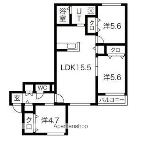 RIVIER発寒(3LDK/4階)の間取り写真