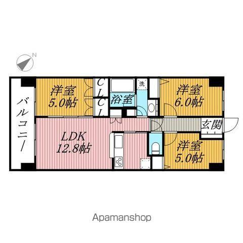 エコロジー千葉みなとレジデンス(3LDK/10階)の間取り写真