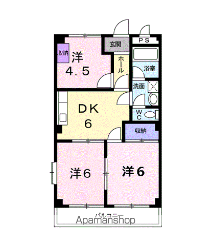 ニューハートランド(3DK/2階)の間取り写真