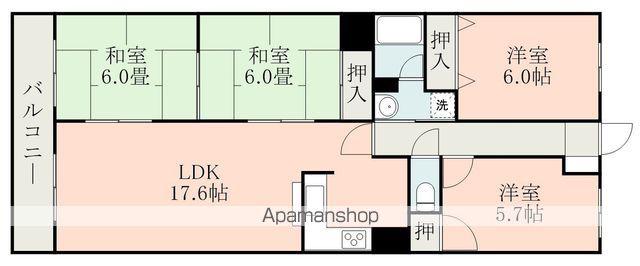 ファミール黒髪(4LDK/1階)の間取り写真