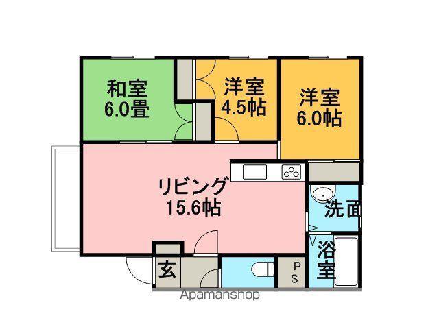 クレストコートA(3LDK/1階)の間取り写真