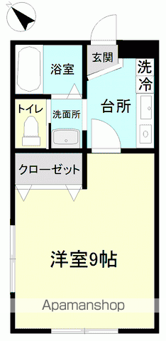 ル・シェル・ブルー(1K/2階)の間取り写真