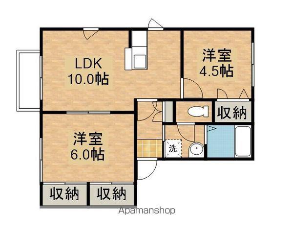 アンリキャトルD(2LDK/1階)の間取り写真