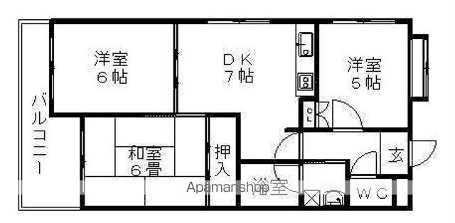 コーポラス葵(3DK/6階)の間取り写真