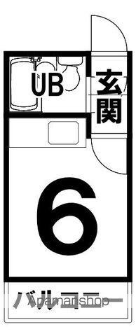 根室本線 帯広駅 バス乗車時間:15分 東9条6丁目バス停で下車 徒歩1分 3階建 築43年(ワンルーム/2階)の間取り写真