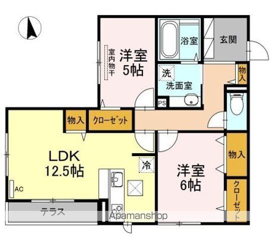 ピアチェーレアミカ(2LDK/1階)の間取り写真