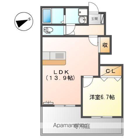 グラン ルージュⅡ(1LDK/1階)の間取り写真