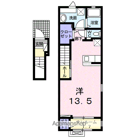 アルバ・フラン(ワンルーム/2階)の間取り写真