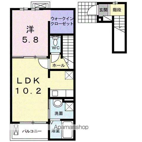 ルシェリアⅡ(1LDK/2階)の間取り写真