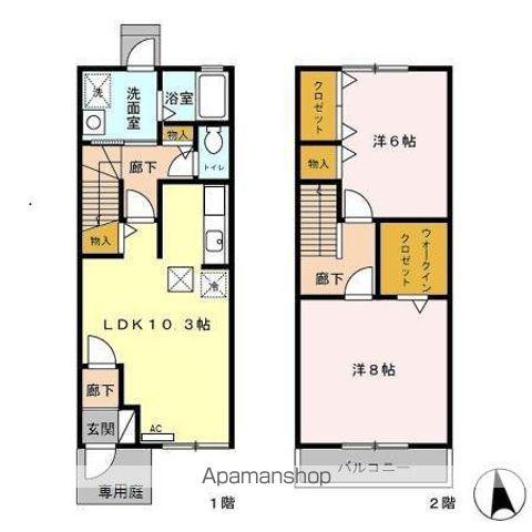 クラージュ B(2LDK)の間取り写真