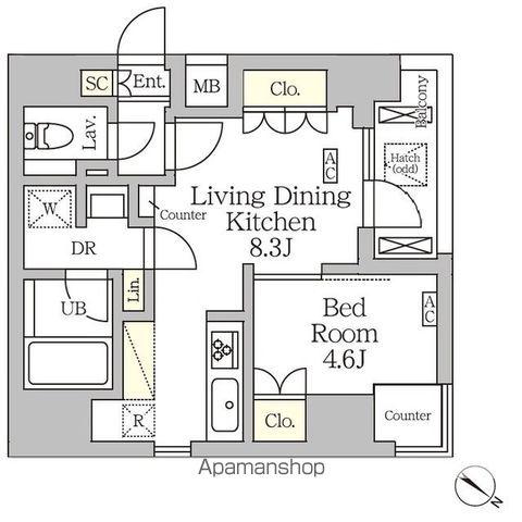 アジールコート松濤(1LDK/11階)の間取り写真