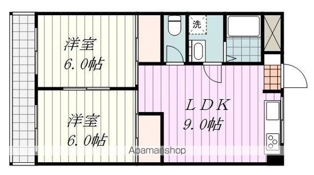 白石グランドハイツ(2LDK/1階)の間取り写真