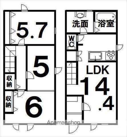 2戸建貸家A棟(3LDK)の間取り写真