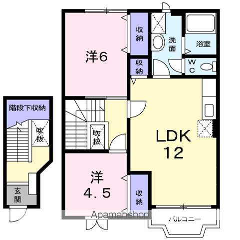 ミニヨンパレマーチ(2LDK/2階)の間取り写真