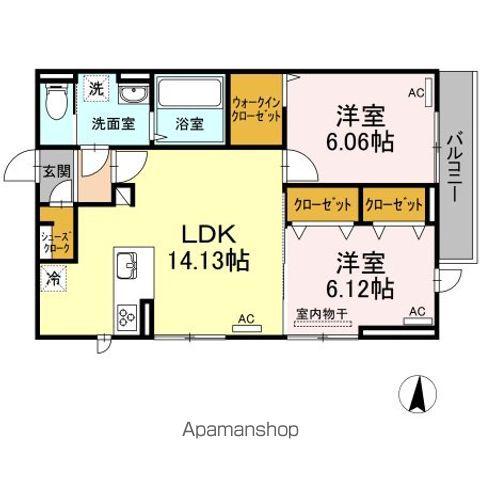 グランディール南佐古(2LDK/2階)の間取り写真