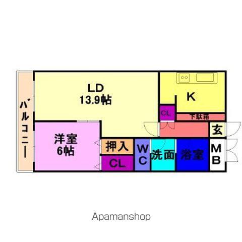 若草ハイツ(1LDK/5階)の間取り写真