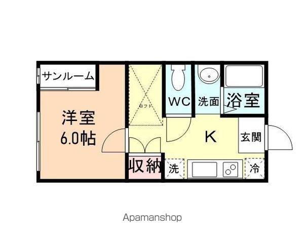 サンローラン北代(1K/1階)の間取り写真