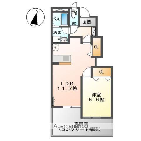グラデヴォーレ(1LDK/1階)の間取り写真