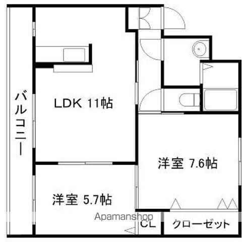 メゾン・ソレアード山木戸(2LDK/3階)の間取り写真