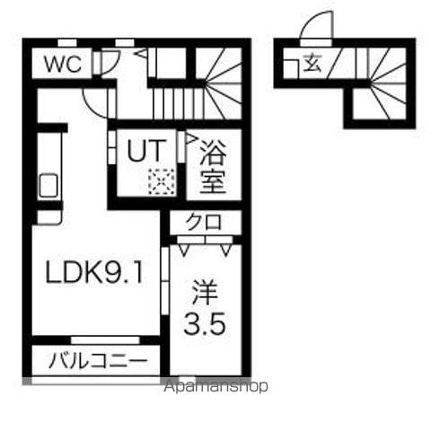 フォルーナV(1LDK/2階)の間取り写真