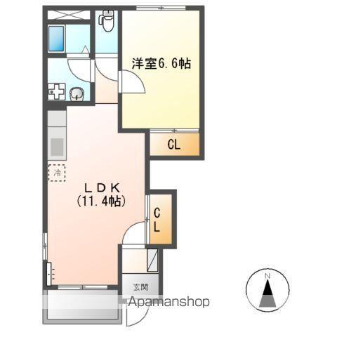 エスポワール(1LDK/1階)の間取り写真