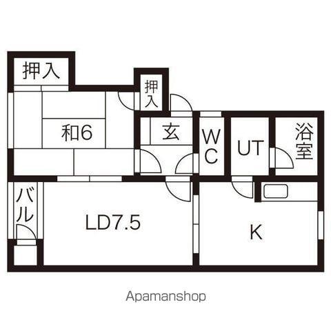 ユリハイツB棟(2DK/1階)の間取り写真