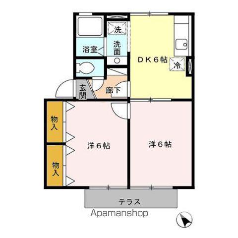 ウィルモア輝A棟(2DK/1階)の間取り写真