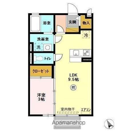 グランシャリオA(1LDK/2階)の間取り写真