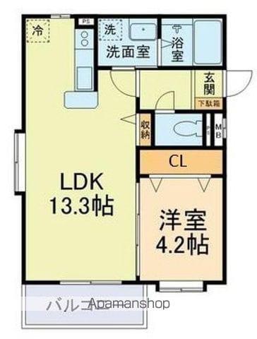 クラランス渡鹿Ⅱ(1LDK/1階)の間取り写真