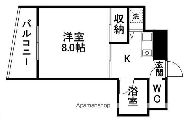 シャンブル宮町(1K/2階)の間取り写真