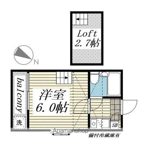 ジュネパレス稲毛第12(1K/2階)の間取り写真