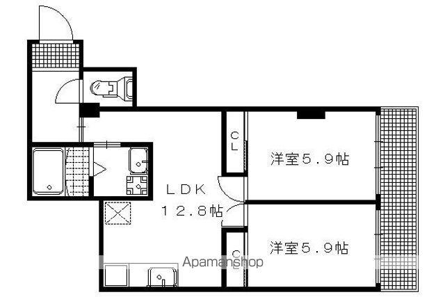 下鴨貴船町マンション(2LDK/2階)の間取り写真