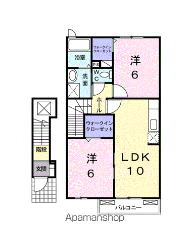 ガーデンハウスS・KⅡ(2LDK/2階)の間取り写真
