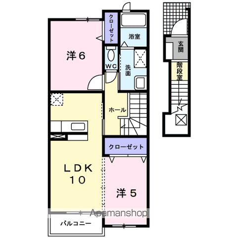 シャトル梅ノ木(2LDK/2階)の間取り写真