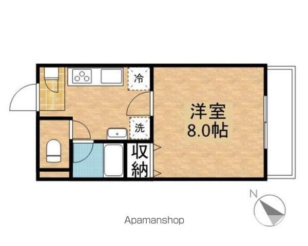 カーサ・プルメリアⅠ(1K/1階)の間取り写真