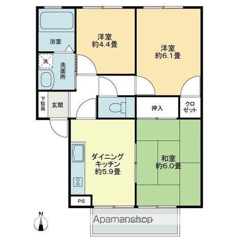 フォブールナカト(3DK/2階)の間取り写真