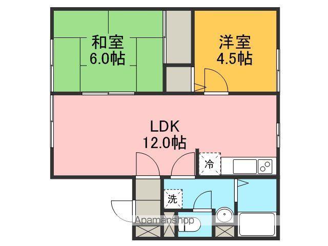 ソレアード田上(2LDK/1階)の間取り写真