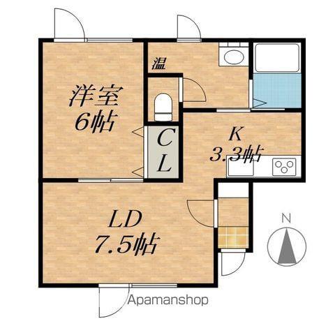 プードリエボアA(1LDK/1階)の間取り写真