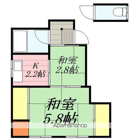 久大本線 筑後吉井駅 徒歩13分 2階建 築43年(2K/1階)の間取り写真