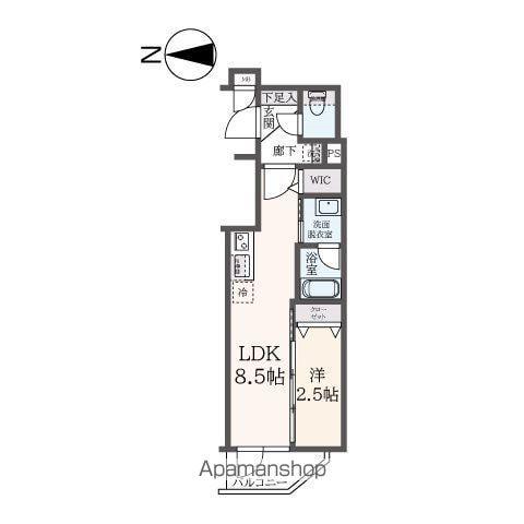 ハーモニーレジデンス東新宿(1LDK/2階)の間取り写真
