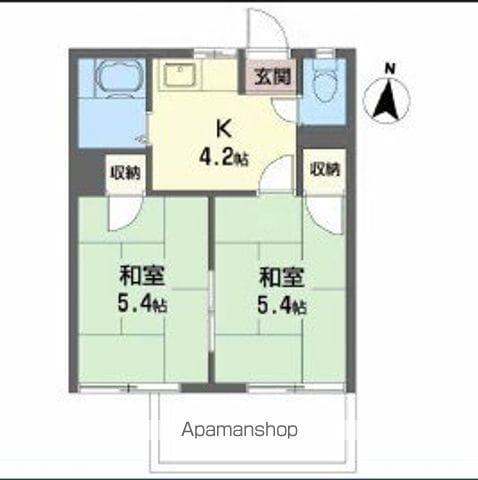 ハニーハイツB(2K/2階)の間取り写真