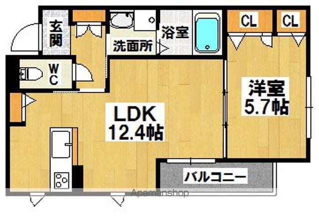 フルールドスリジエ(1LDK/2階)の間取り写真