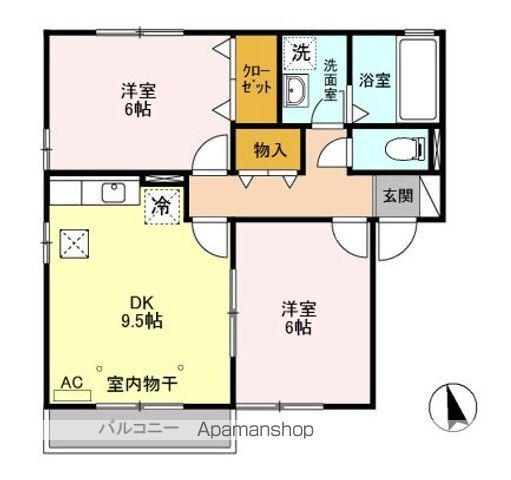 フォンティーヌA/B/C/D(2DK/2階)の間取り写真