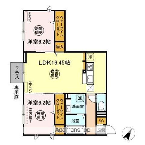 レインボーハウス・エオス仲久保 A(2LDK/1階)の間取り写真