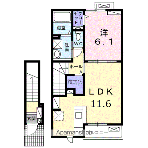 ルミナス今治 Ⅰ(1LDK/2階)の間取り写真