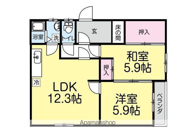 ちくし台アパート(3DK/2階)の間取り写真