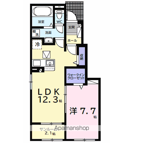 ウルルⅠ(1LDK/1階)の間取り写真