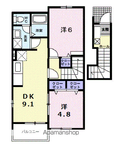 アップロードA(2DK/2階)の間取り写真