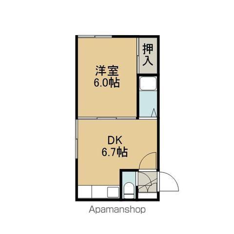 コーポラスヒサヤ(1DK/2階)の間取り写真