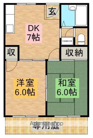 ハピネスニシムラ(2DK/1階)の間取り写真